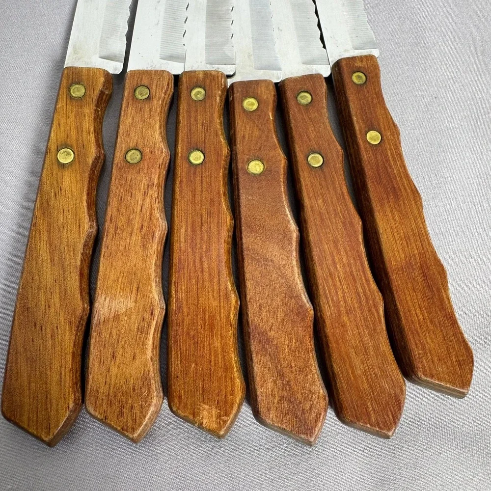 Vintage Imperial Veri-Veri-Sharp Steak Knives Set of 6 MCM 1978 Stainless USA